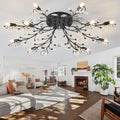 Crystal Ceiling Light Fixture,Semi Flush Mount Chandeliers,Crystal Leaf Ceiling Light, Chandeliers for Dining Room,Living Room,Bedroom