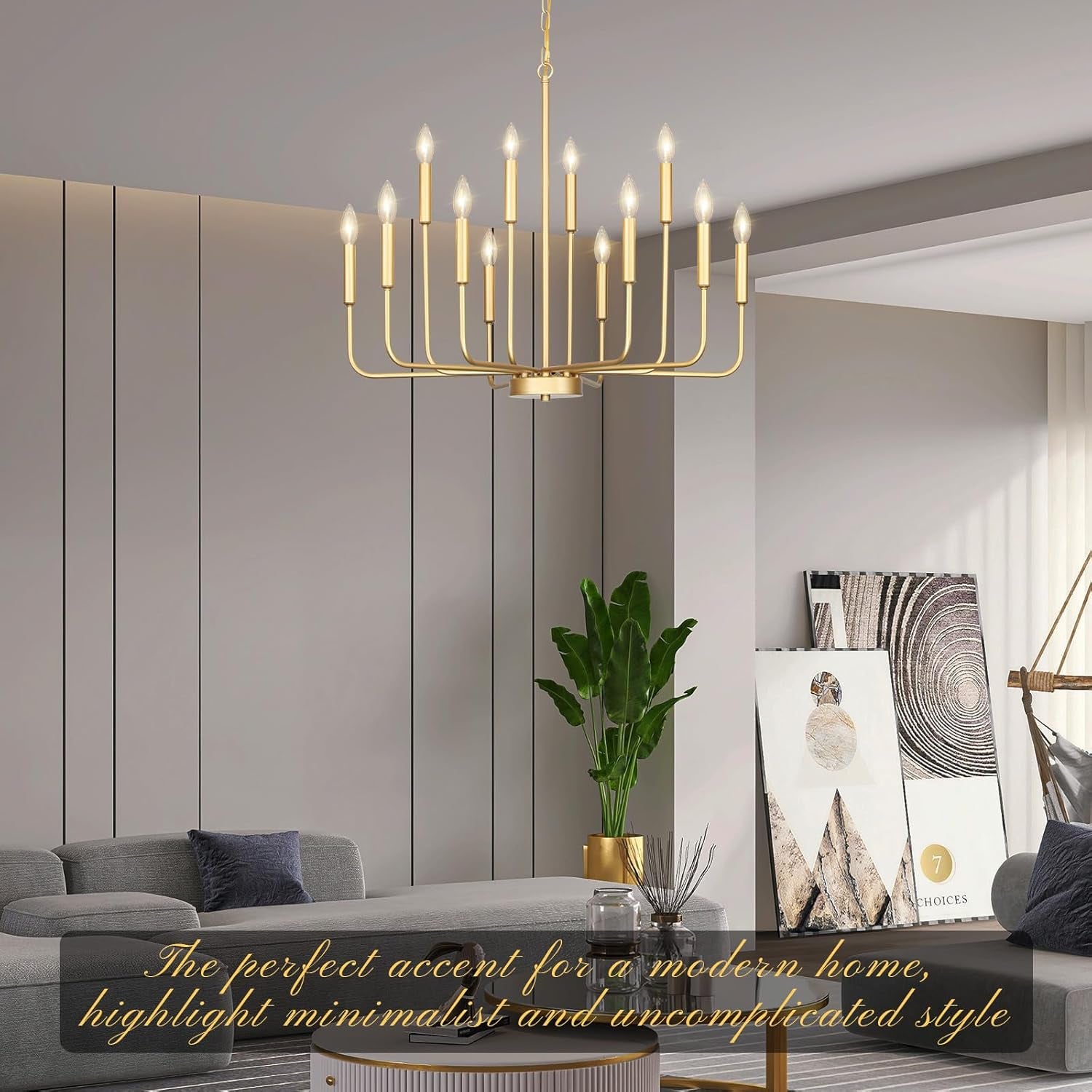 Gold Chandeliers for Dining Room Light Fixture over Table, Modern Farmhouse Chandeliers for Living Room,12-Lights Candle Lighting Fixtures for Entryway Kitchen Island Foyer