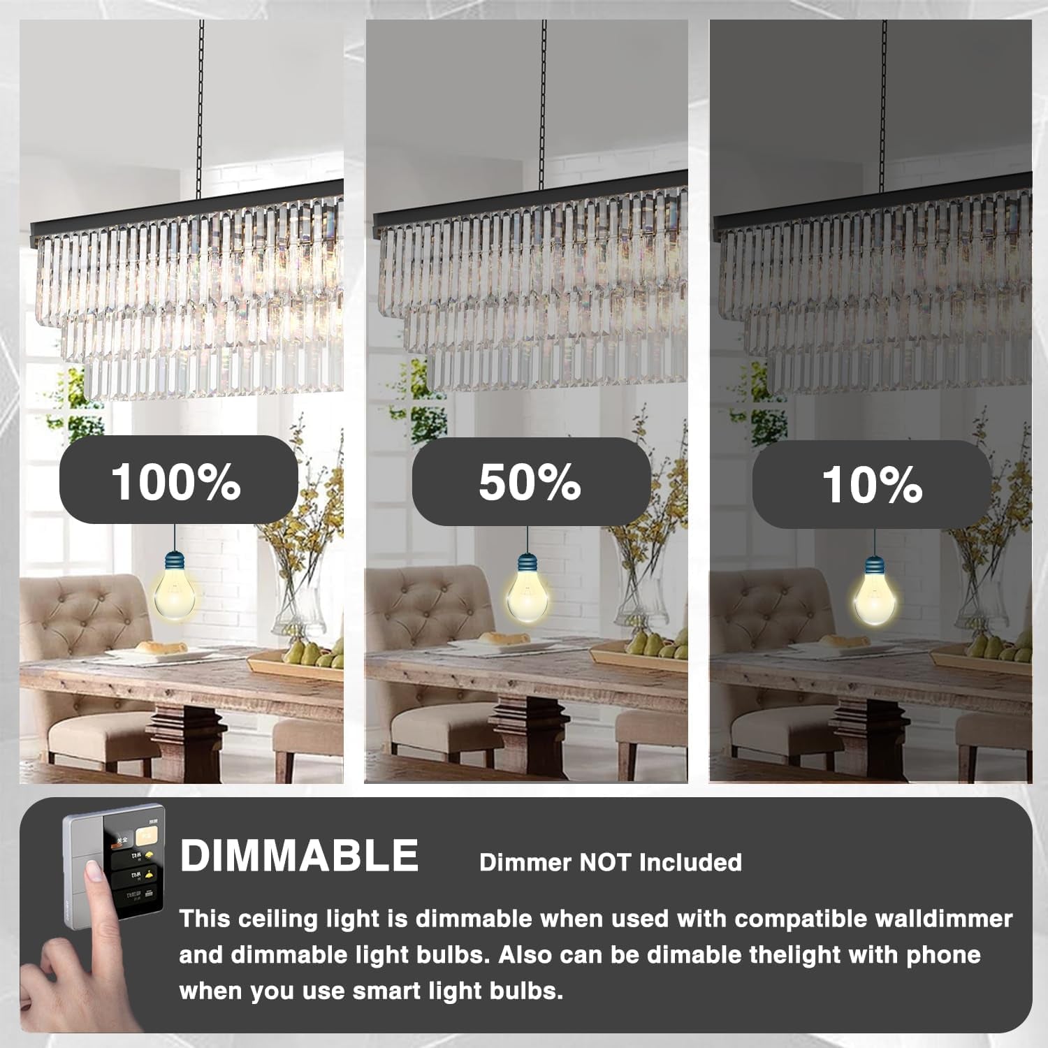 Crystal Chandelier, 23-Light 3 Tiers Hexagon Crystal Light, Adjustable Hanging Metal Ceiling Lighting Fixture, Modern Foyer Dining Room Chandeliers for Bedroom,Hallway,Kitchen, L59-Inch Black