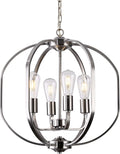 Globe Brushed Nickel Chandelier Light, Modern Farmhouse Chandeliers for Dining Room Light Fixture, Adjustable Pendant Lights Kitchen Island Foyer Lighting Fixtures for Entryway Living Room