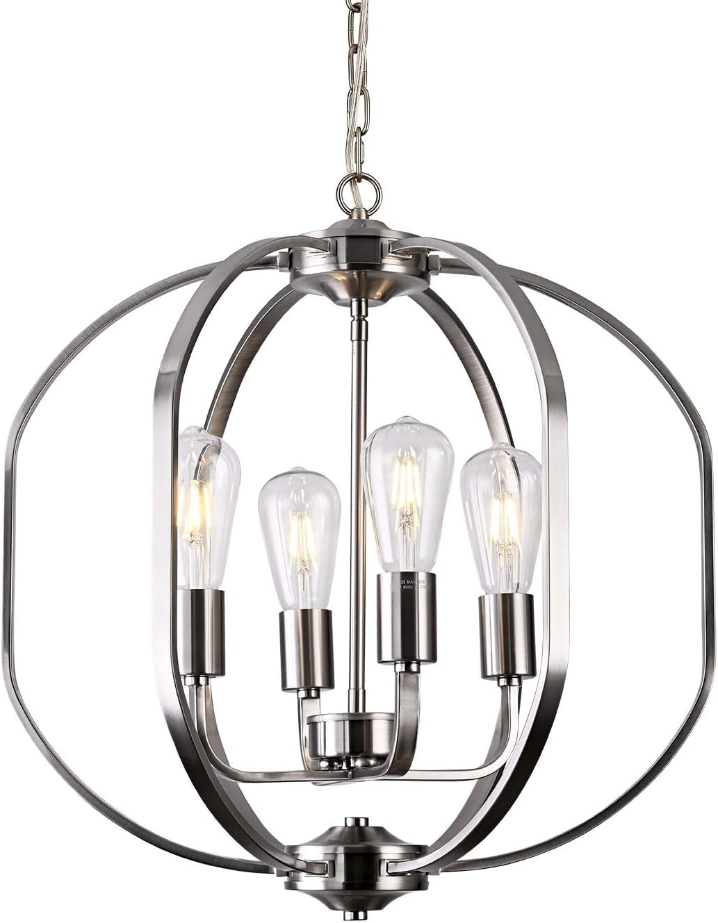 Globe Brushed Nickel Chandelier Light, Modern Farmhouse Chandeliers for Dining Room Light Fixture, Adjustable Pendant Lights Kitchen Island Foyer Lighting Fixtures for Entryway Living Room