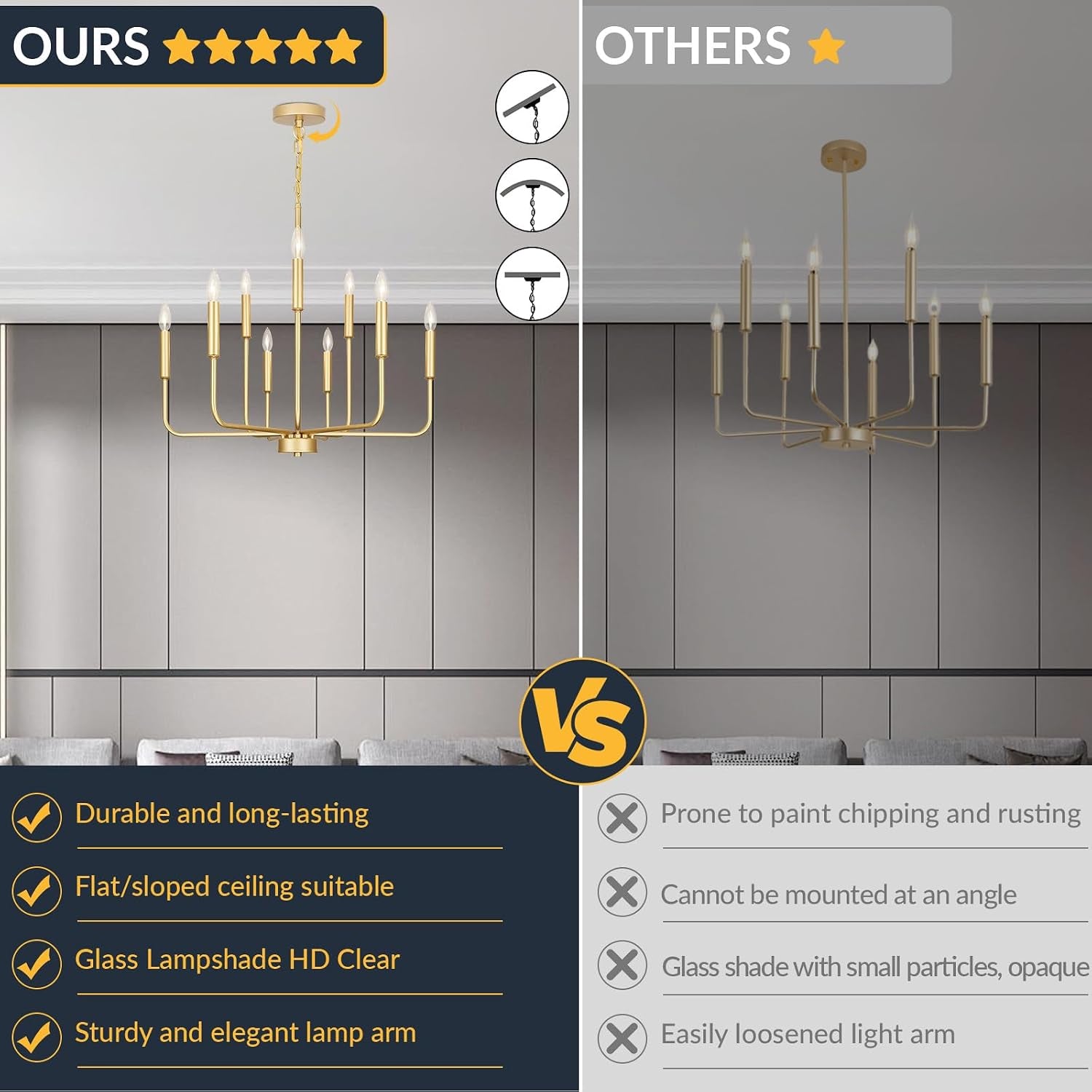 Gold Chandeliers for Dining Room Light Fixture over Table, Modern Farmhouse Chandeliers for Living Room,9-Lights Industrial Metal Candle Lighting Fixtures for Entryway Kitchen Island Foyer