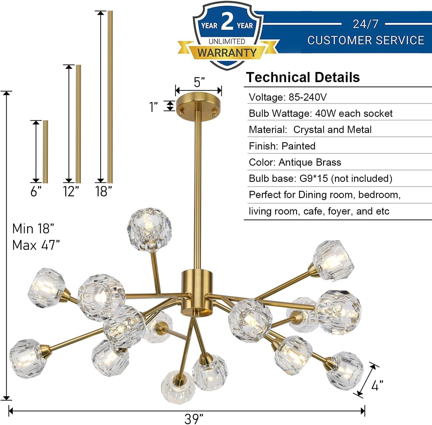 Sputnik Chandeliers for Dining Room Light Fixtures,Modern Crystal Chandeliers for Living Room,15 Lights Gold Mid Century Brass Lighting Fixtures for Kitchen Island Bedroom Entryway
